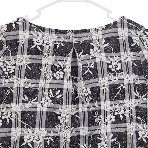LOFT Floral Black White Blouse X-Small Petite - Picture 3 of 5